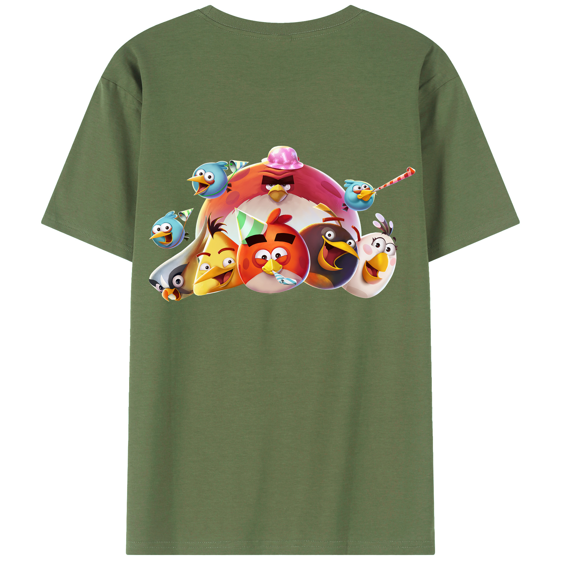 （画像用） Angry Birds アングリーバード 綿100％ メンズ半袖Tシャツ（バックプリント） 通気性